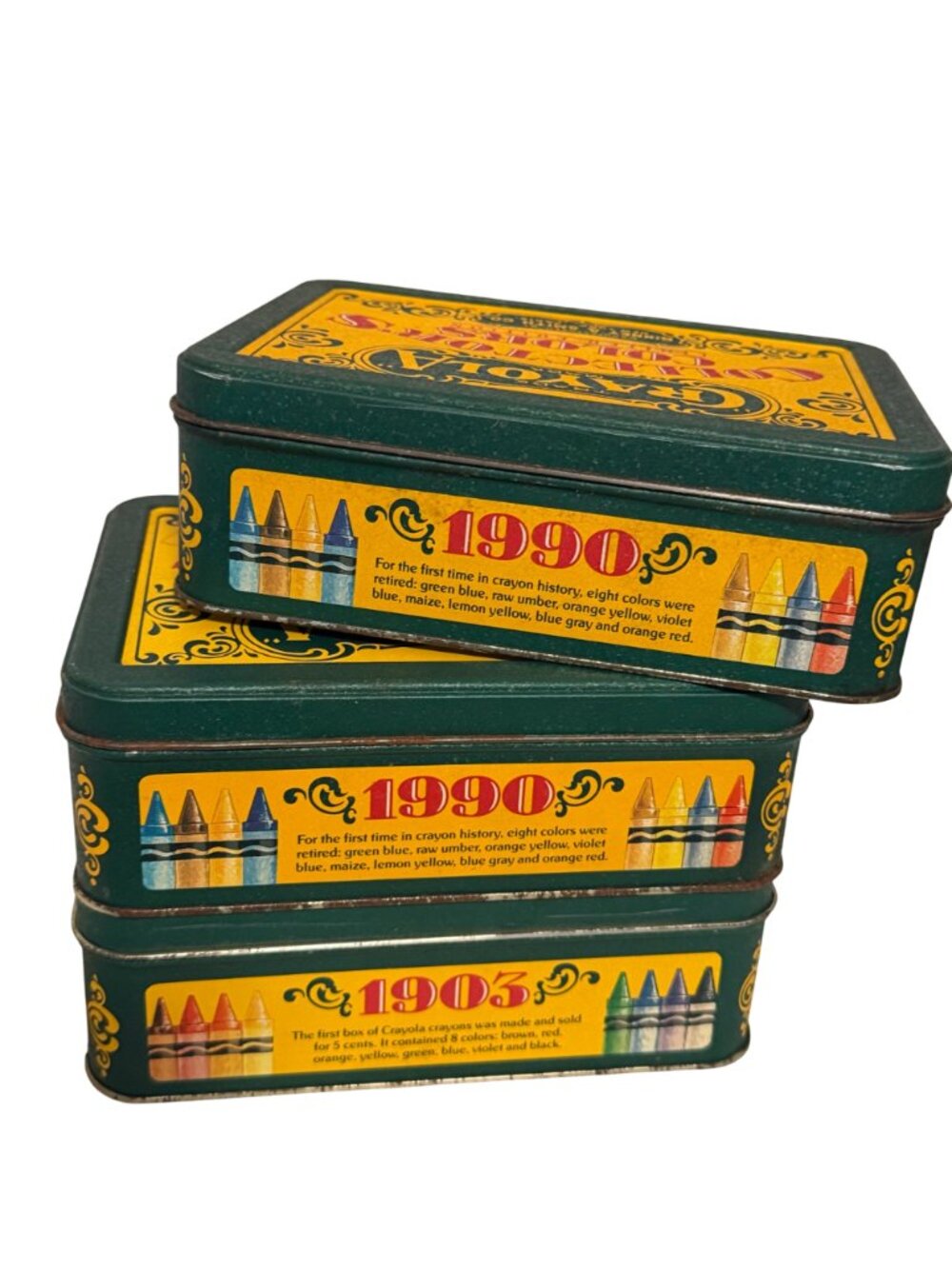 Rusted Crayola Collectors Colors Limited Edition Metal Box Tin Set 3 Vintage Lot - Picture 9 of 9